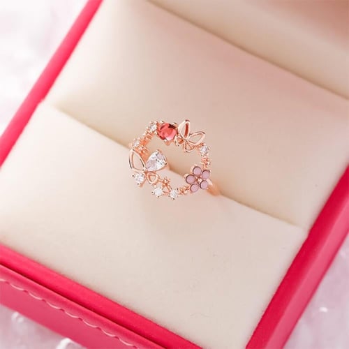 خاتم أنيق مع زينة بحجر الراين