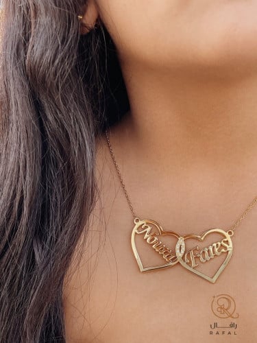 سلسال باسمين وقلبين مرصع بالزركون - رمز الحب والتف...