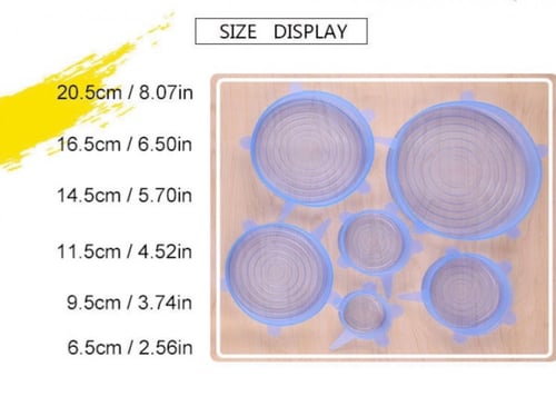 ‏‎غطاء لون وردي لحاويات الطعام من السيلكون 6 قطع L...