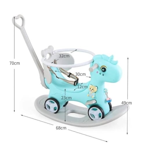 حصان هزاز ٢ في١ يعمل بالدفع الخلفي مع حلقة حماية