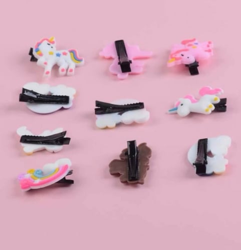 10 قطع مشابك شعر يونيكورن واشكال اخرى