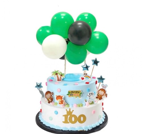 10 بالونات للكيكة مع حامل بأشكال والوان متنوعة