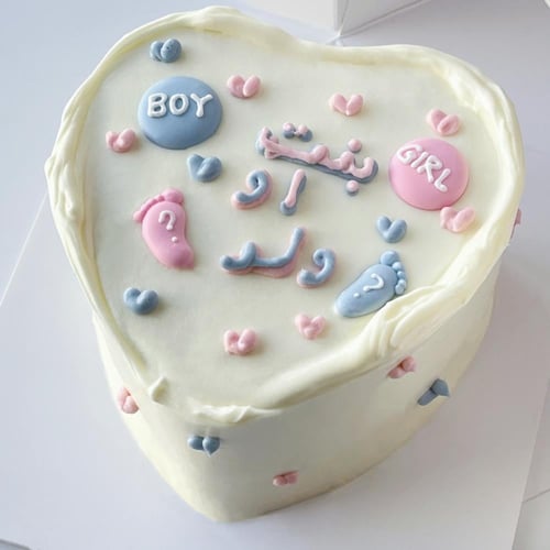 Gender Reveal Heart Cake