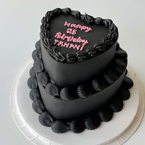 2tier Black Heart Cake