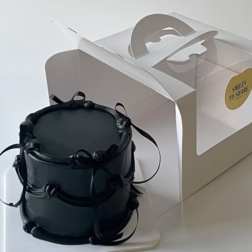 6inch Tall Black Cake w/ribbons