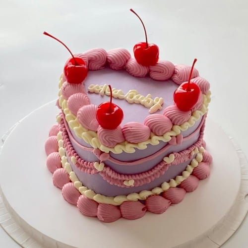 Heart Cake w/cherries