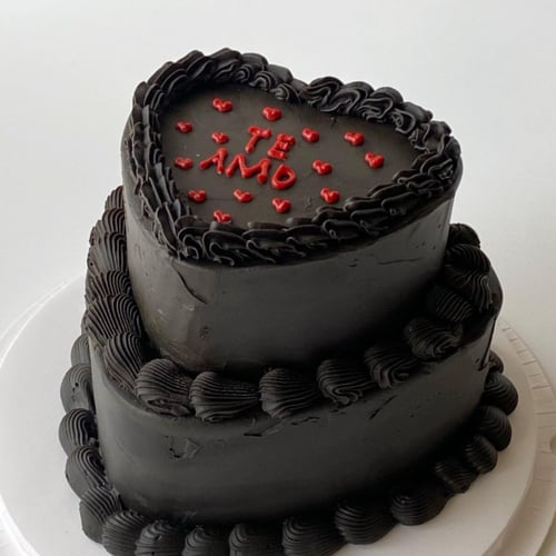 2tier Black Heart Cake