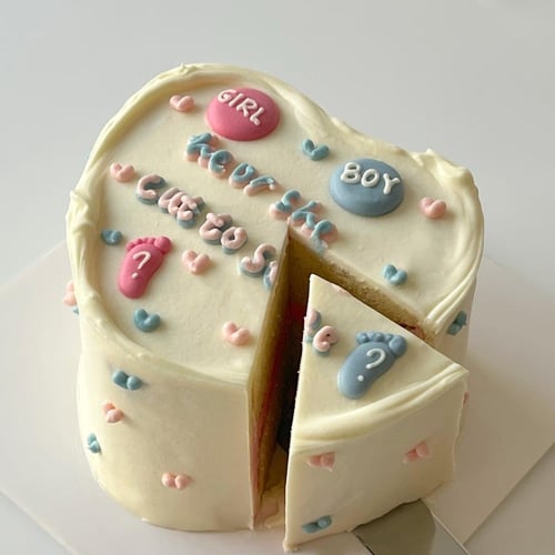 Gender Reveal Heart Cake