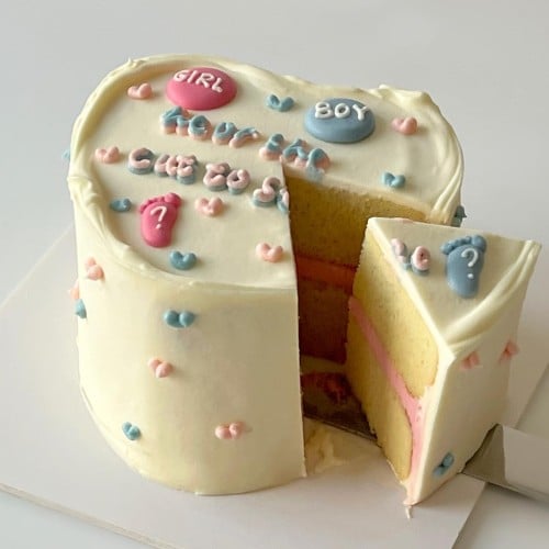 Gender Reveal Heart Cake