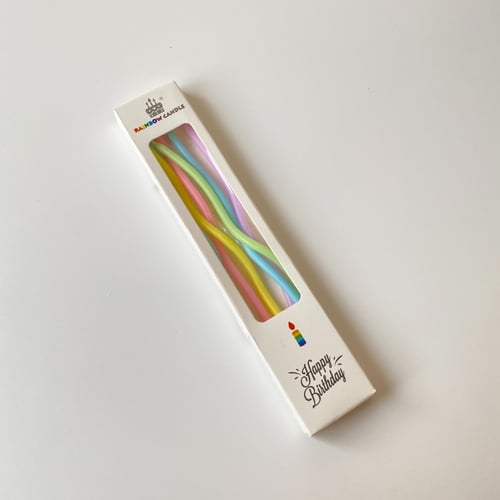 Set of 5 Swirly Rainbow Candles