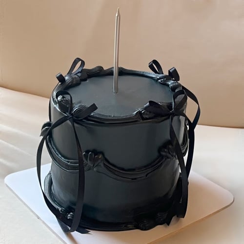 6inch Tall Black Cake w/ribbons