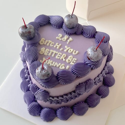 6inch Mini Heart Cake w/Metallic cherries