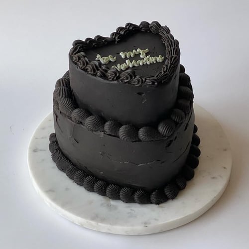 2tier Black Heart Cake