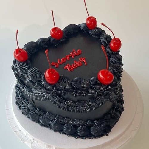 6inch Metallic Black Heart Cake