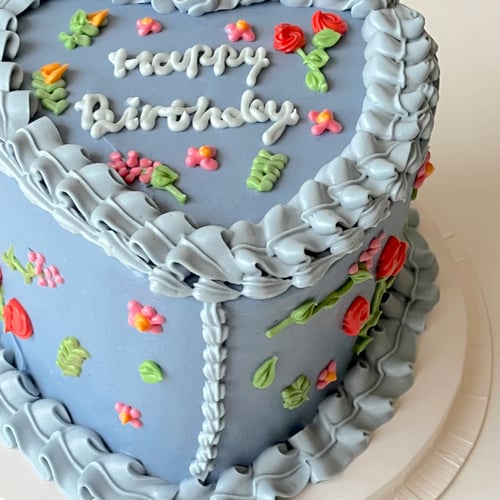 8inch Heart Flowers Cake