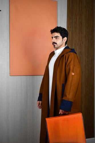 فروه رجالي جوخ وجهين باللون الكحلي - جملي