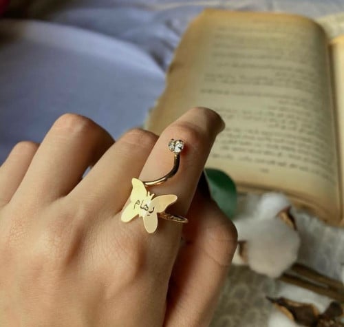 خاتم الفراشه مطلي ذهب