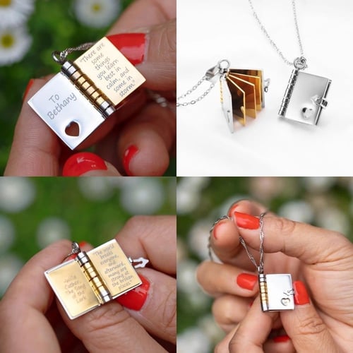 قلادة دفتر العبارات مصمم حسب الطلب