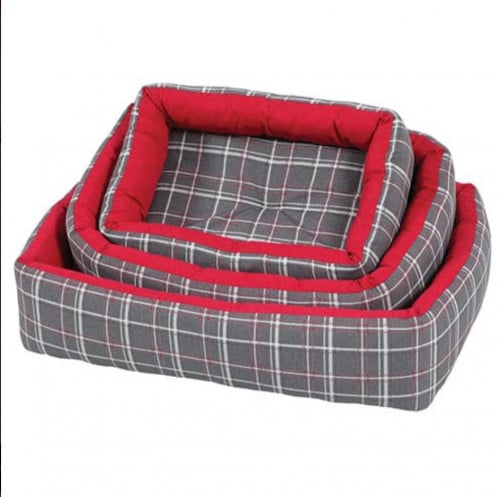 زولكس سرير مستطيل للقطط لون احمر مقلم