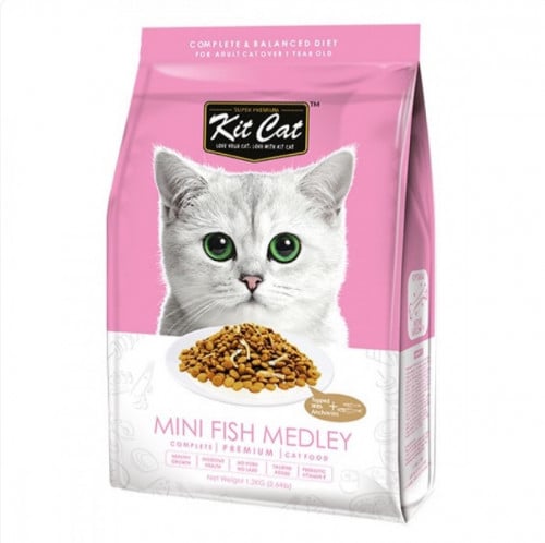 Kit cat كت كات طعام جاف للقطط بمزيج السمك الصغير ل...