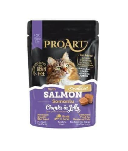 برو آرت® طعام رطب للقطط المعقمة بالسلمون مع الجلي...