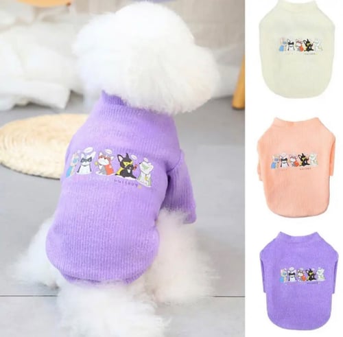 سترة حيوانات أليفة محبوكة للقطط والكلاب لون برتقال...