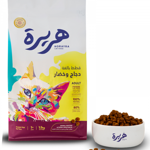 هريرة طعام جاف للقطط البالغة بنكهة الدجاج والخضار...