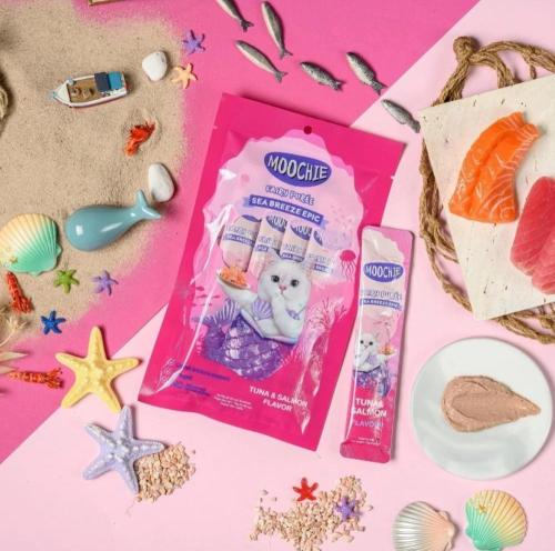 مكافاة موتشي بنكهة التونا والسلمون للقطط 5*15غ