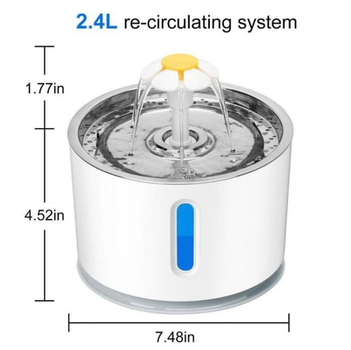 نافورة مياه كهربائية ستيل مع فلتر للقطط والكلاب