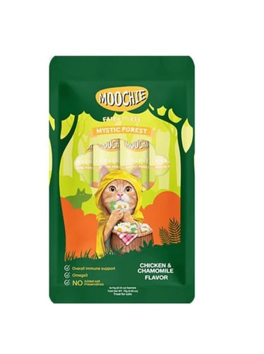 مكافاة موتشي بنكهة الدجاج و البابونج للقطط 5*15غ