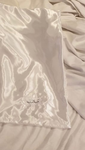 غطاء مخدة ستان حرير اوف وايت مقاس مخدة كرز لنن 90*...