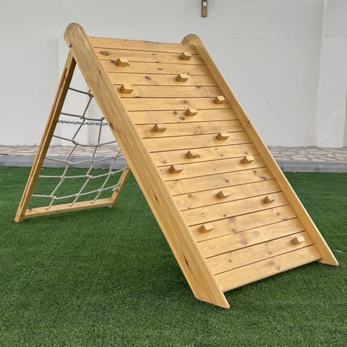 هرم التسلق من الجهتين من الخشب الطبيعي