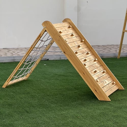 هرم التسلق من الجهتين من الخشب الطبيعي