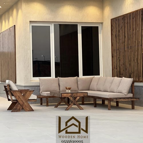 جلسة حديقة خارجية زاويه كبيرة مع كرسي مفرد