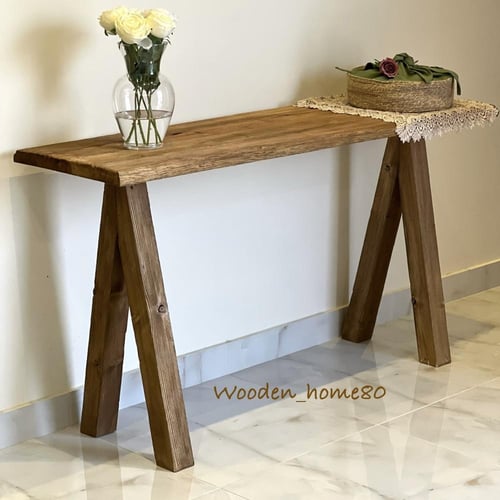 طاولة مدخل من الخشب الطبيعي بتعتيق فريد