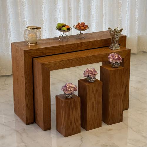 طاولة مدخل استقبال دبل من خشب قشر السنديان الطبيعي