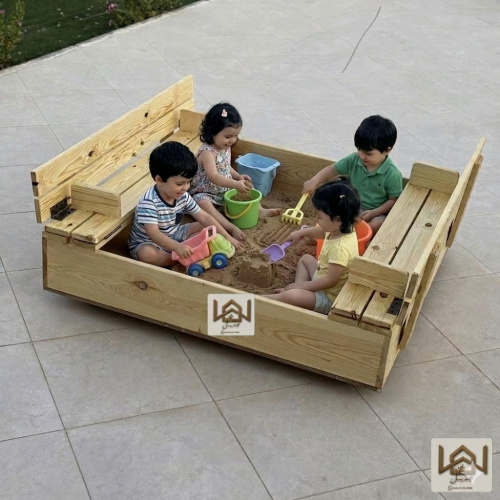 صندوق الرمل لألعاب الاطفال من الخشب الطبيعي
