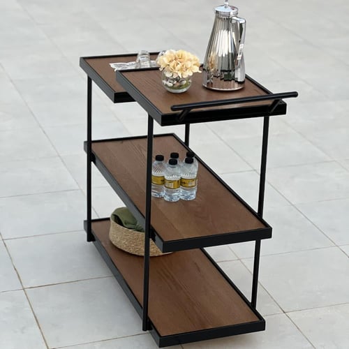 عربة ضيافة وتقديم حديد وخشب