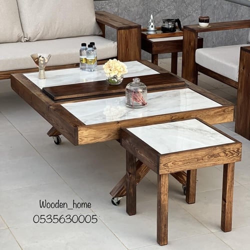 جلسة خشب من جلسات خارجية 20 سم فخامة الشكل مع طاول...