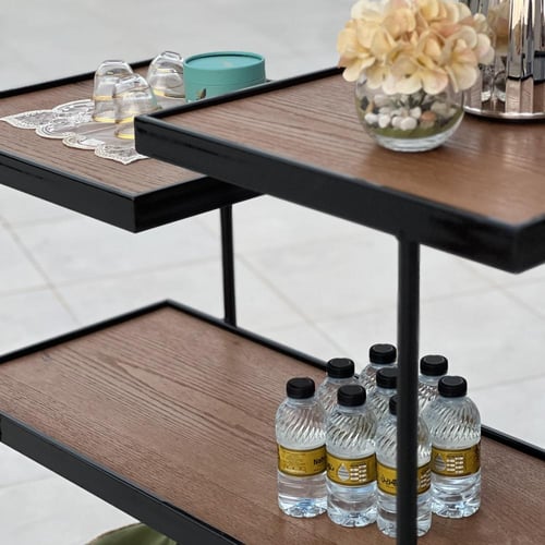 عربة ضيافة وتقديم حديد وخشب