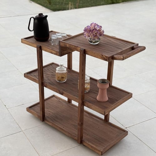 عربة ضيافه من الخشب الطبيعي وقشرة السنديان