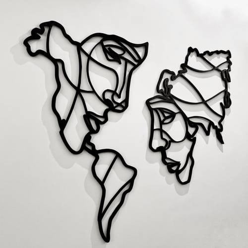 جدارية العالم بشكل وجه انسان لون اسود