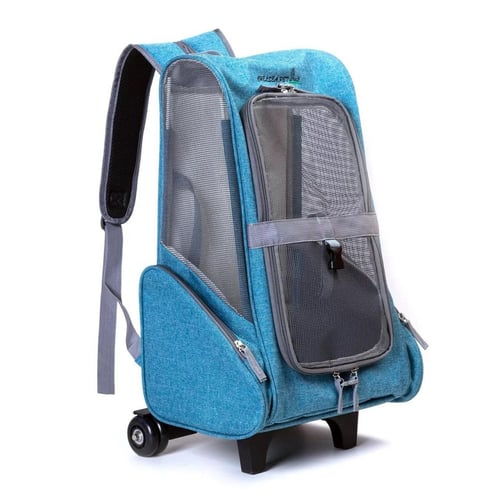 شنطة قطط لحمل الحيوانات الأليفة بعجلات جر وجيوب