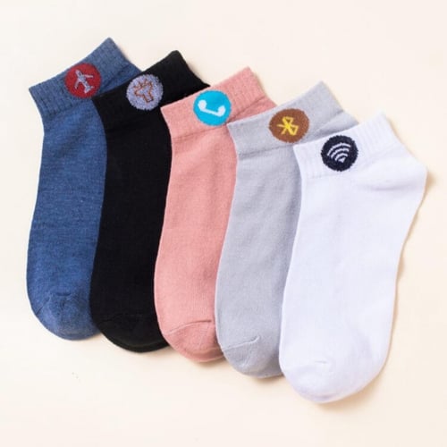 طقم جوارب 5 قطع علامات انترنت الوان متعدده