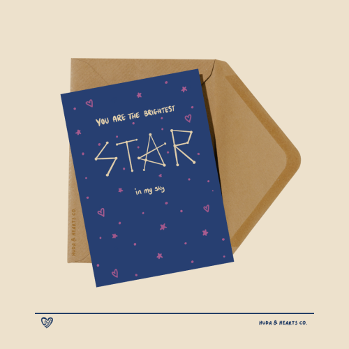 بطاقة اهداء Huda & heart - you're the brighteset s...