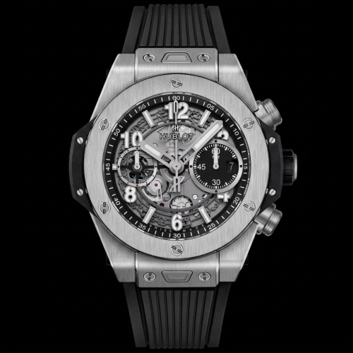 Hublot Big Bang Unico Titanium Men's 42mm Steel Skeleton Dial Black Rubber Strap with Package ⌚🖤