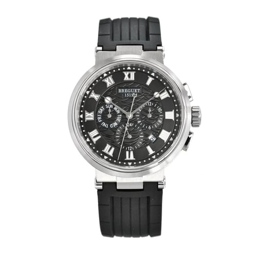Breguet Marine Chronograph 42.3 mm Black Wave Dial Black Rubber Strap