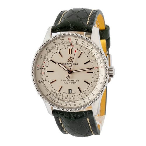 Breitling Navitimer Men's 41mm Steel Classic Cream Dial Black Leather Strap ⌚🖤