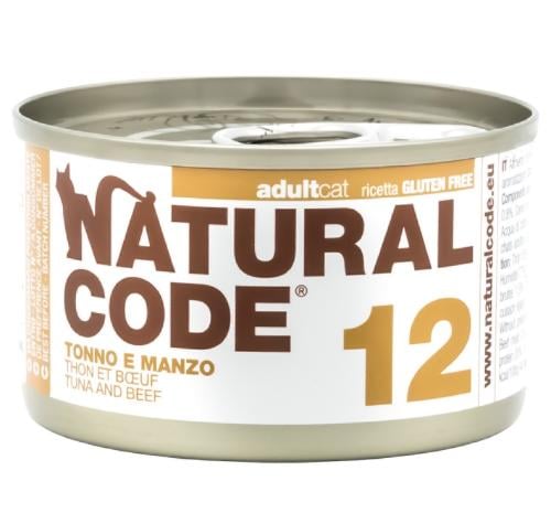 ناتشرال كود 12 تونا وللحم البقري للقطط 85جرام