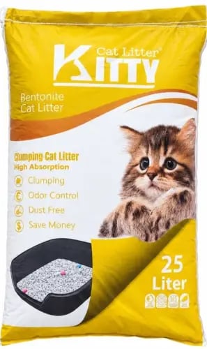 كيتي رمل قطط بنتونيت معطر 25 لتر - تكتل فائق، امتصاص عالي وتحكم بالروائح Kitty